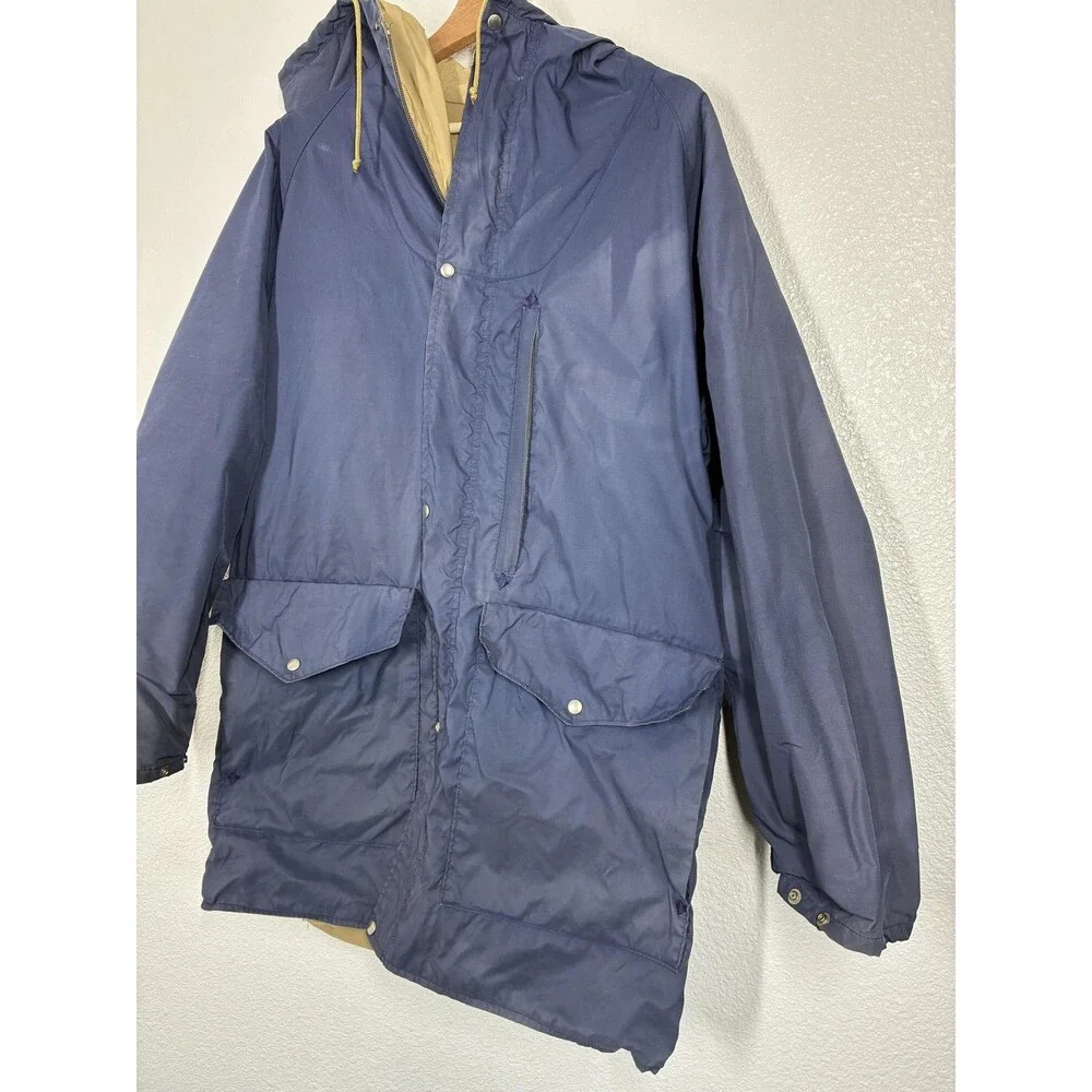 Vintage The North Face Coat Mens Large Blue Hooded Nylon Parka Winter 70s